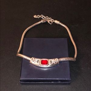 STERLING SILVER NECKLACE WITH RED CRYSTAL